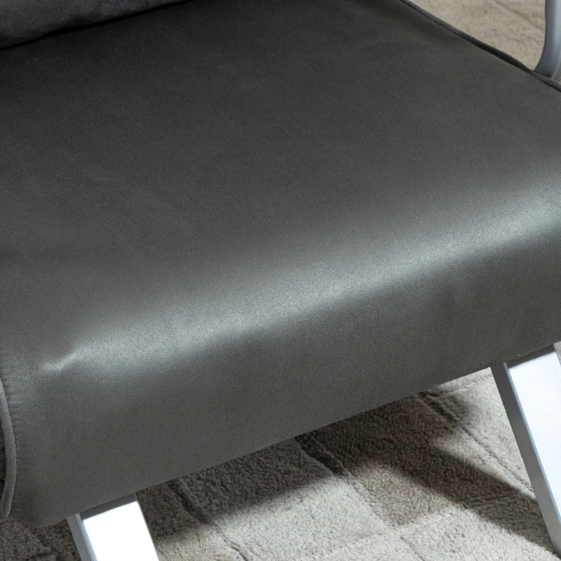 HOMCOM Single Chair Sofa Bed Convertible Detachable Grand Comfort Cushion Metal Armrest Legs Suede Grey