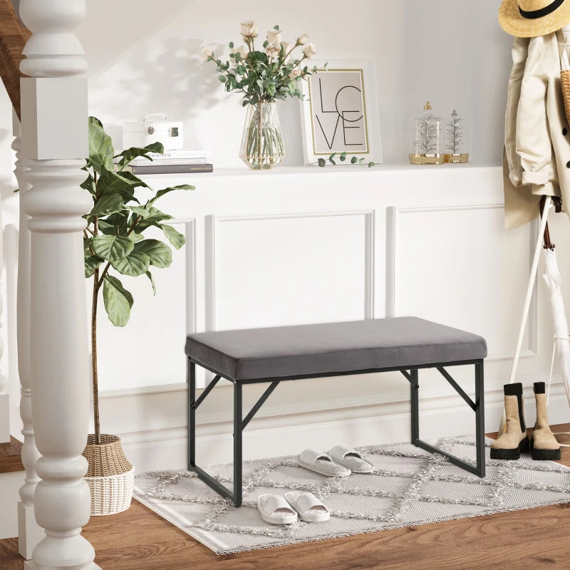 HOMCOM Upholstered Bench with Cushion, Shoe Bench, Hallway Bench, incl. Padding, Dark Gray + Black