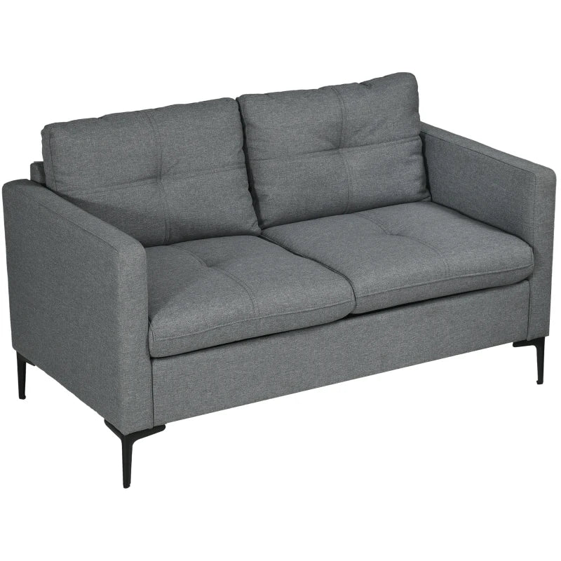 HOMCOM Two-Seater Sofa, with Steel Legs - Grey