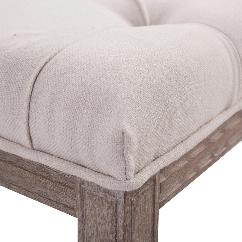 HOMCOM End of Bed Bench, Button Tufted Bedroom Bench, 142 cm Window Seat for Hallway, Entryway, Beige