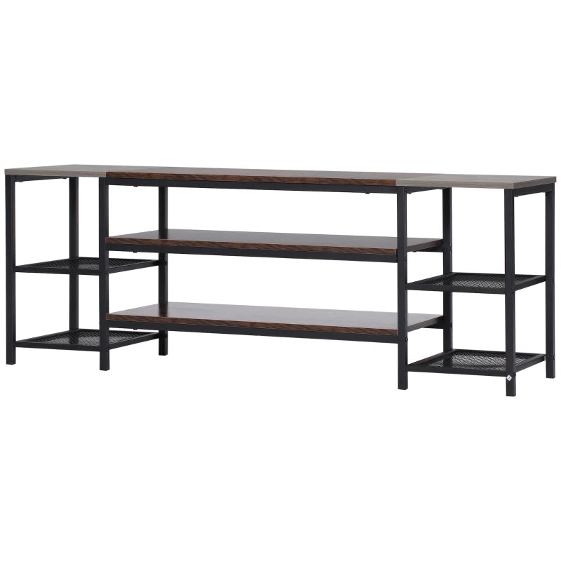 HOMCOM TV Unit Cabinet for TVs up to 60 Inches, Industrial TV Stand with Storage Shelves for Living Room, Brown and Grey