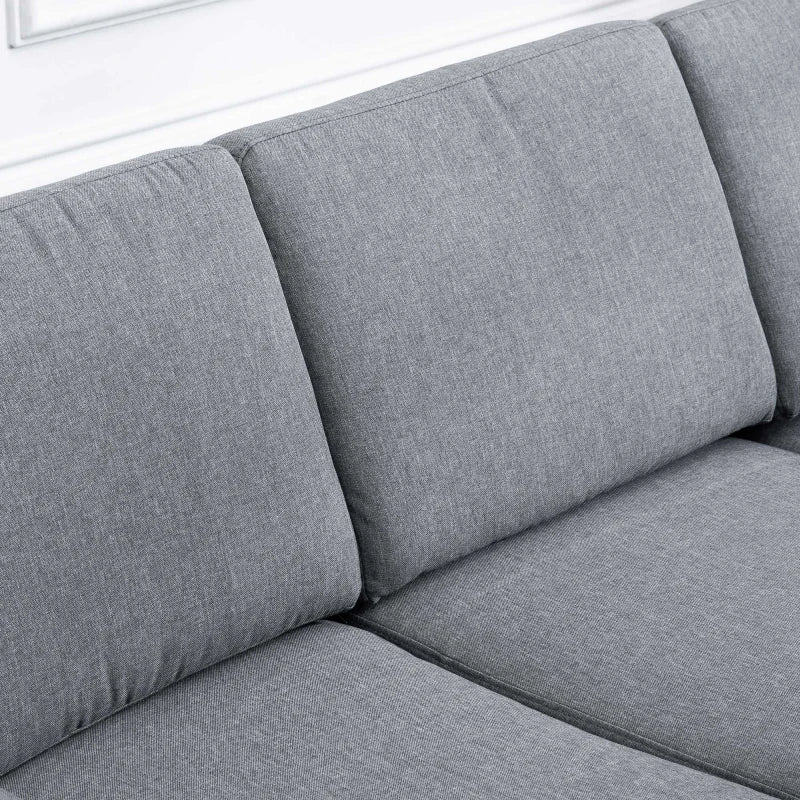 HOMCOM 3 Seater Sofa - Linen Upholstered, Cozy Padded Couch with Steel Legs, Backrest, and Wide Armrests for Living Room, Bedroom, Dark Grey