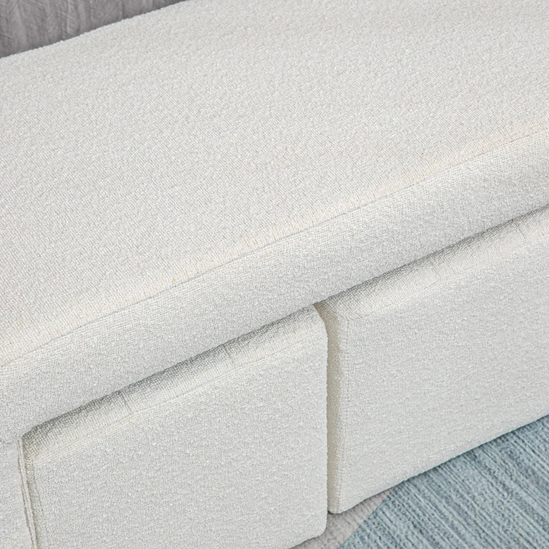 HOMCOM Ottoman Set of 3, Button Tufting, 89 cm x 42.5 cm x 45 cm, Cream