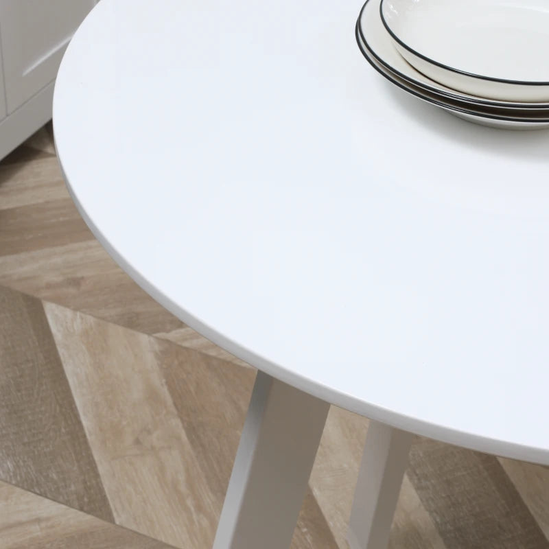 HOMCOM Dining Table, Kitchen Table, for 2 People, High Gloss Surface, with Table Feet, White, 72 x 72 x 75cm
