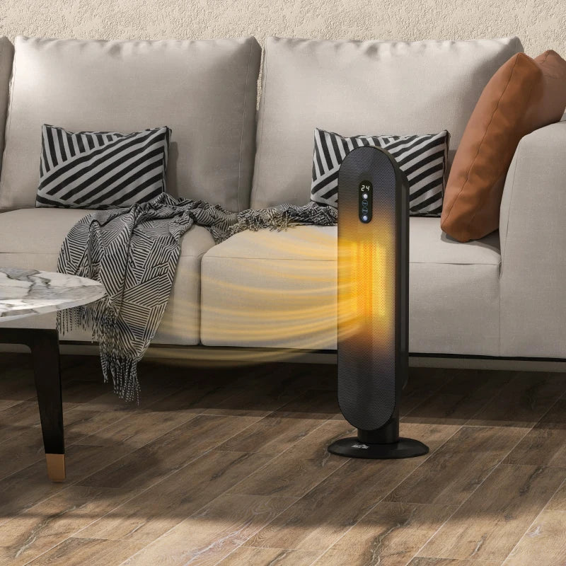 HOMCOM 45° Oscillating Ceramic Space Heater, with Remote - Black