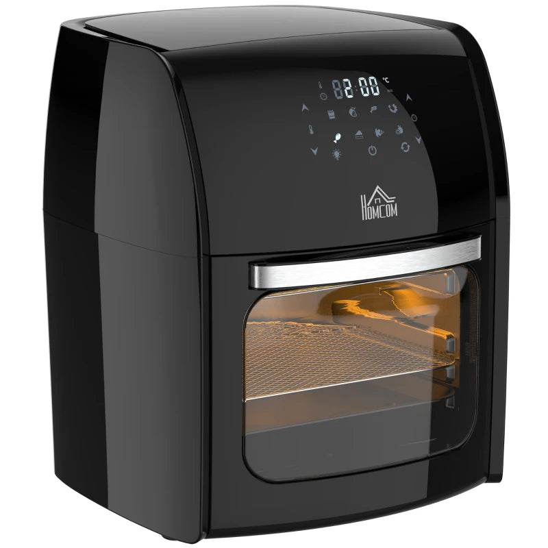 HOMCOM 1800W 8 in 1 Multifunctional Digital Air Fryer Oven with Roast, Broil, Bake, Dehydrate, Air Fry, 8 Presets, Rapid Air Circulation and 60-Minute Timer, 12L, Black