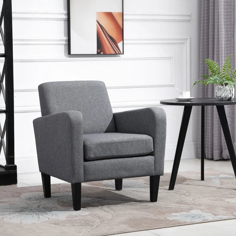 HOMCOM Modern Fabric Accent Chiar Club Armchair Sofa with Padded Seat,Light Grey