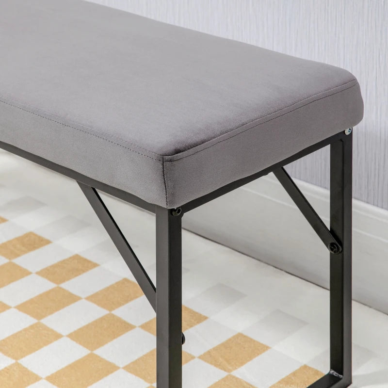 HOMCOM Upholstered Bench with Cushion, Shoe Bench, Hallway Bench, incl. Padding, Dark Gray + Black