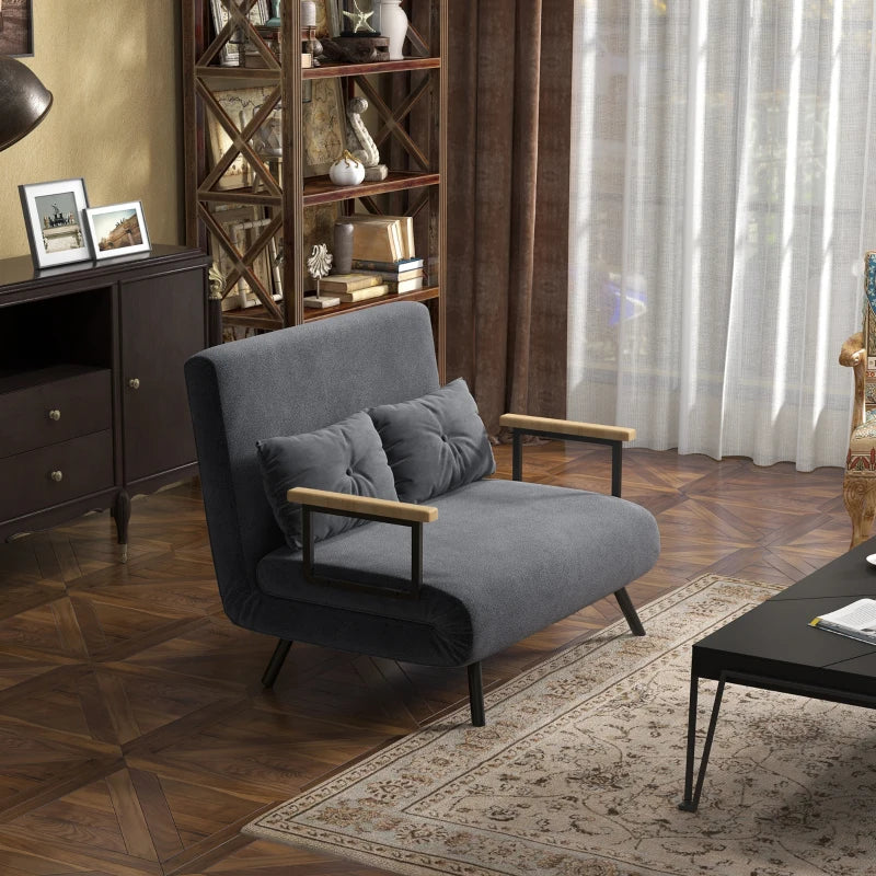 HOMCOM 2-seater convertible sofa bed with adjustable backrest in 5 levels and 2 padded cushions for living room, guest room