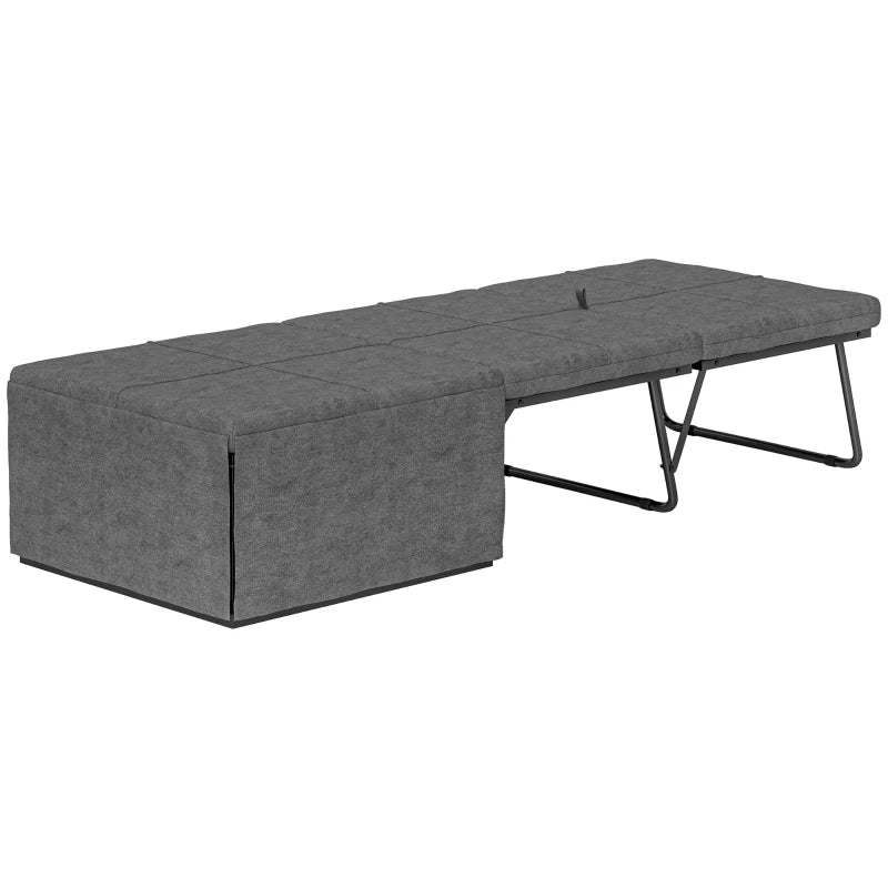HOMCOM Folding Bed with Linen Sponge Mattress and Dust Cover, Foldable Guest Bed Compact Single Bed with Metal Frame, 69 x 181.5 cm, Grey