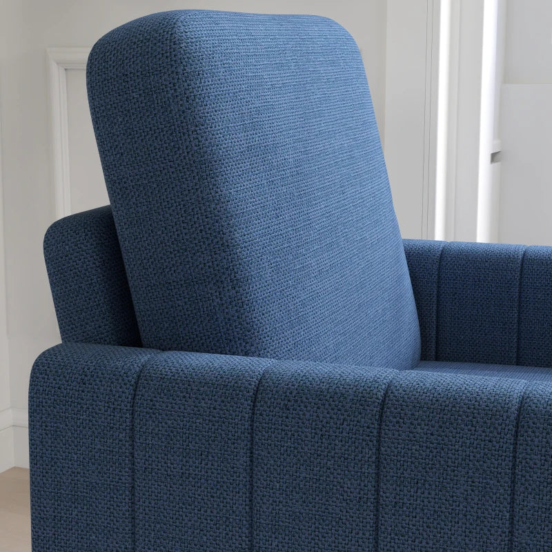HOMCOM Armchair, Channel Tufted Modern Fabric Accent Chair, Comfy Upholstered Reading Lounge with Spring Cushion, Back Pillow, for Living Room, Bedroom, Office, Blue