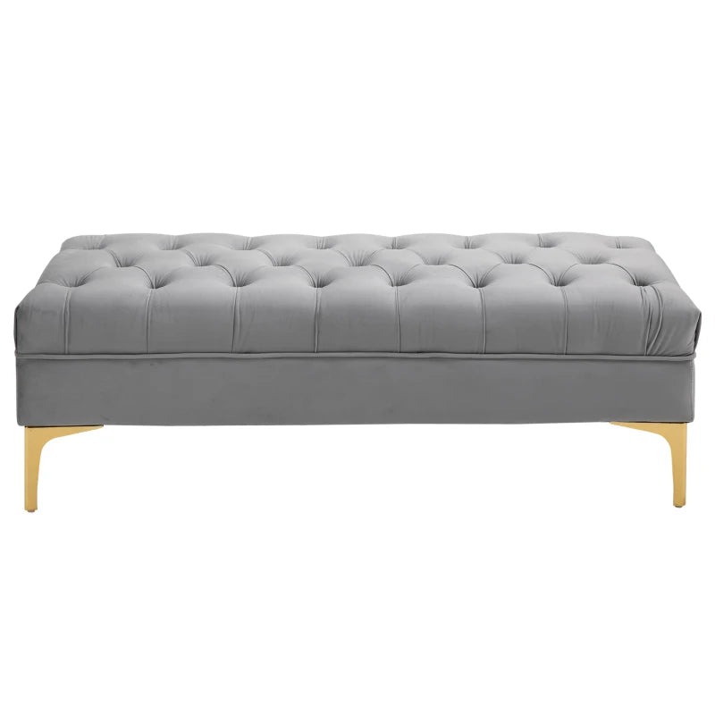 HOMCOM End of Bed Bench, Upholstered Bench Seat, Entryway Shoe Bench with Button Tufted for Bedroom, Grey