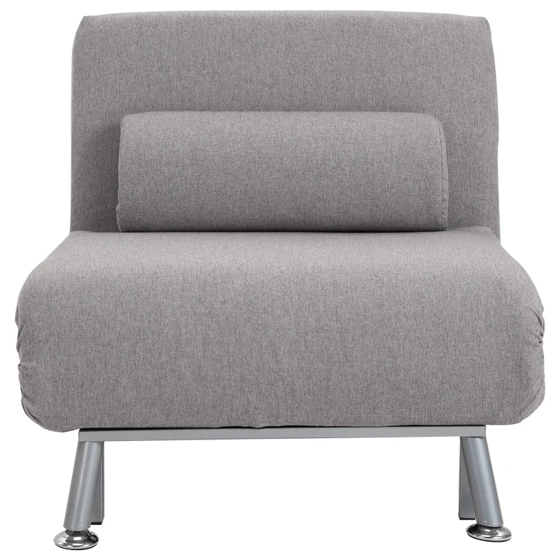 HOMCOM Linen Upholstered Elevated Single Sofa Bed Grey