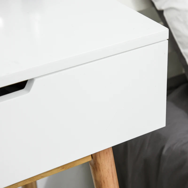 HOMCOM Pine Wood Dressing Table w/ Stool White/Oak