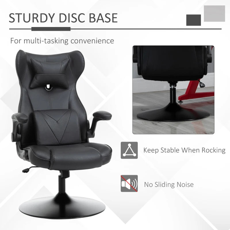 Vinsetto Swivel Video Game Chair Rocker Racing Style Office lesuire Chair Ergonomic Rocking Office Chair with Pedestal Base, Adjustable Armrest and Headrest