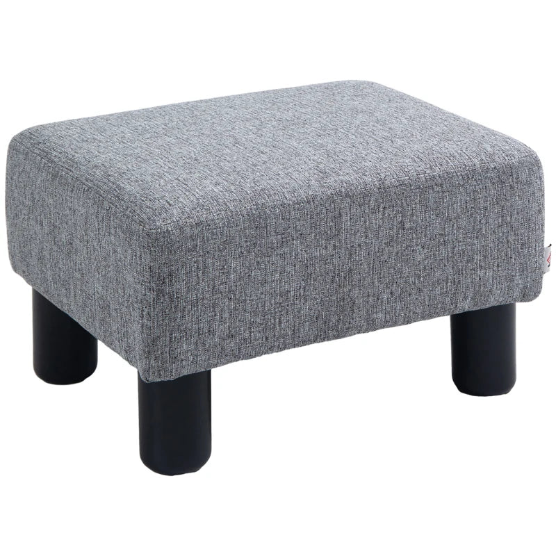 HOMCOM Footstool, Linen Upholstered Footrest, Small Ottoman Foot Rest with Wooden Frame for Living Room, 40 x 30 x 24cm, Grey