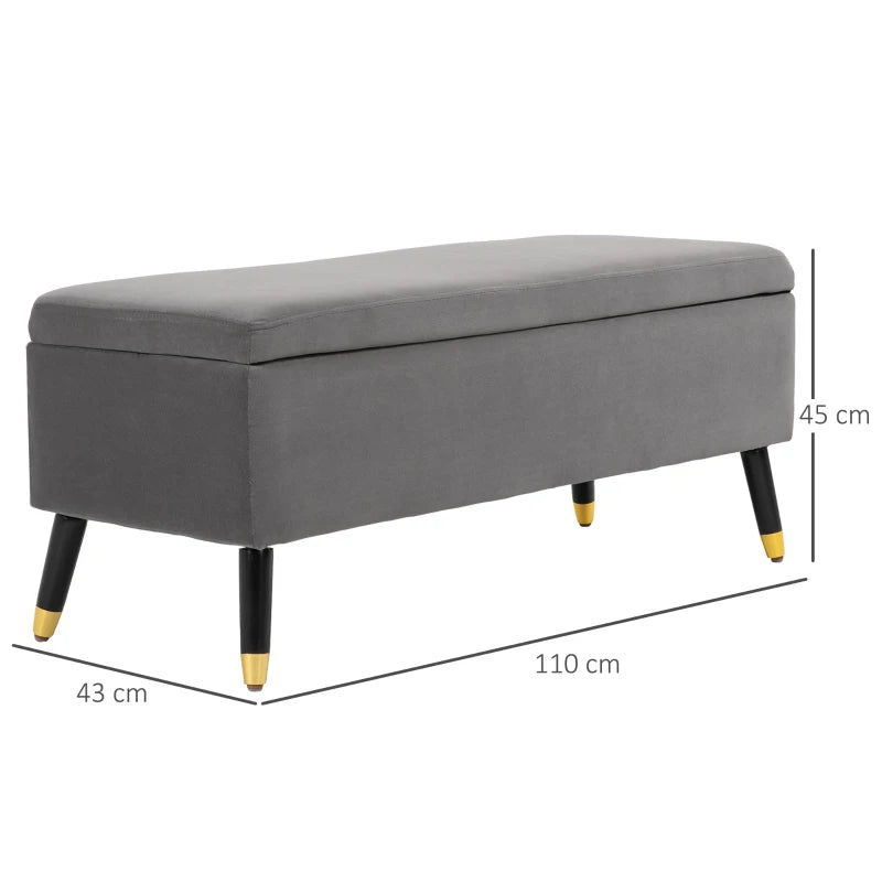 HOMCOM Fabric Storage Ottoman Bench Storage Chest with Wooden Legs Lift Top