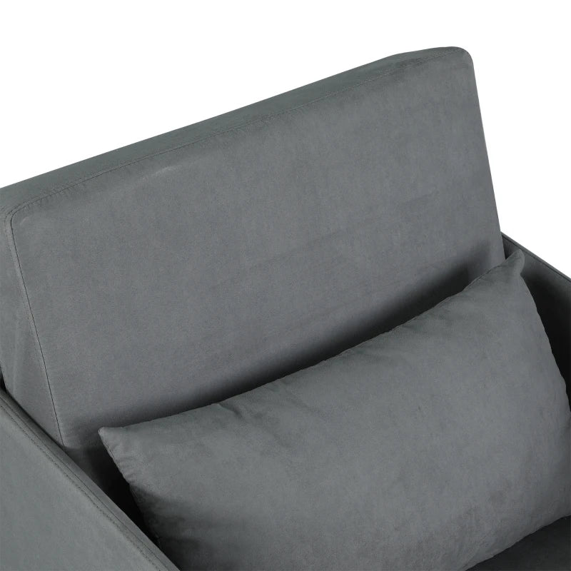 HOMCOM Single Sofa Bed Fabric Armchair Bed Soft Floor Sleeper Lounger Futon Couch with Pillow and Pocket Grey