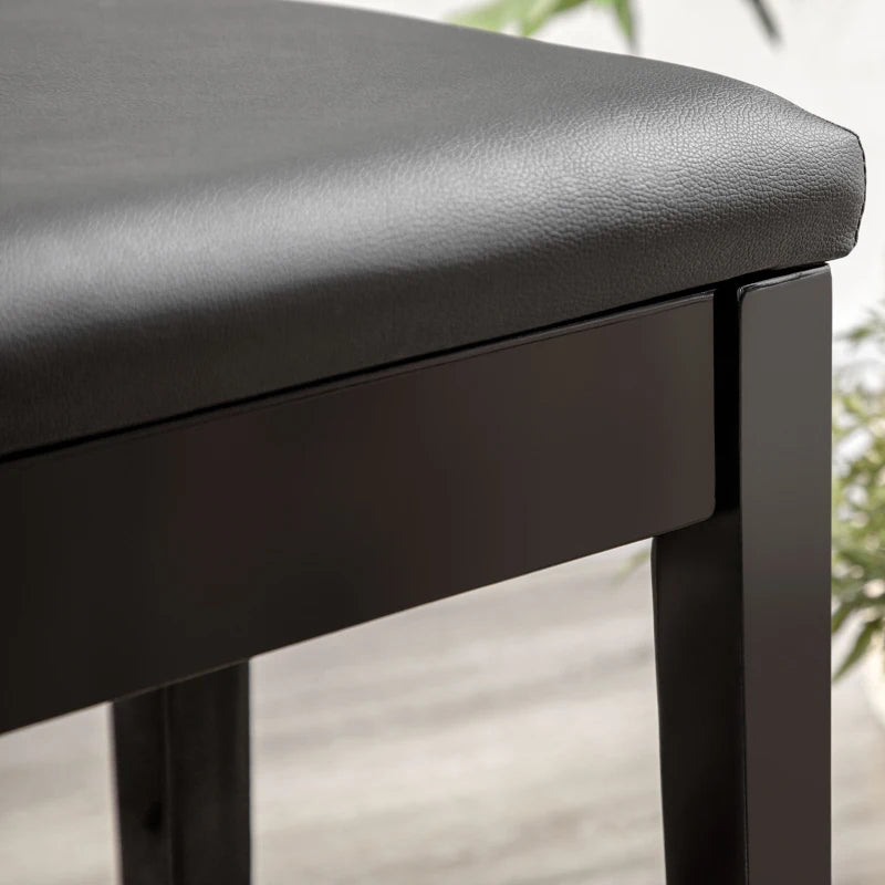 HOMCOM Piano Bench, Piano Stool for 1 Person, Padded, Black Wooden Legs