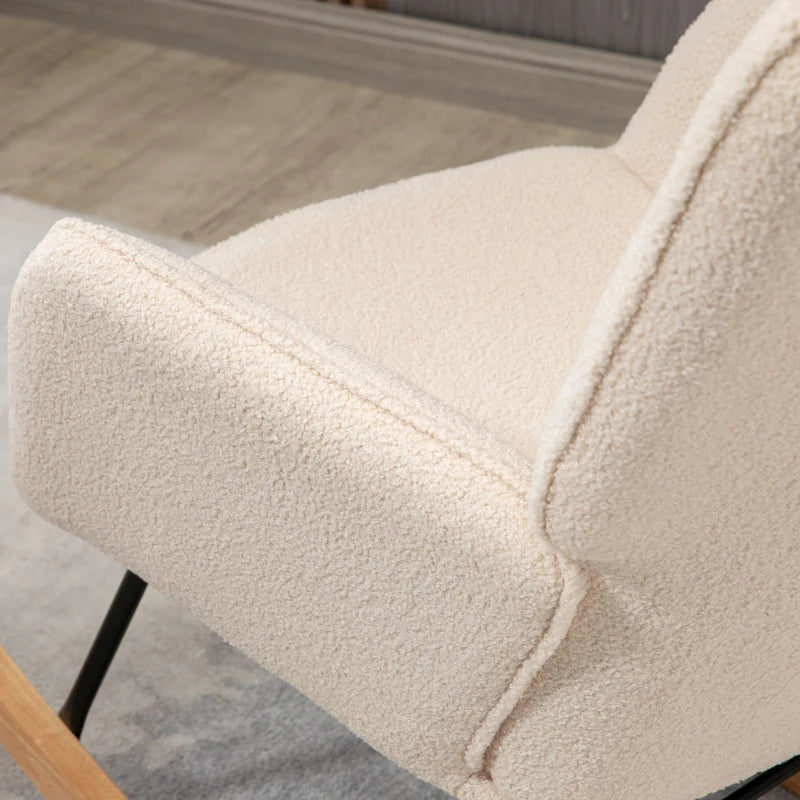 HOMCOM Retro Design Rocking Chair, Solid Wood, Rocking Chair, 71 cm x 92 cm x 101 cm, Cream White