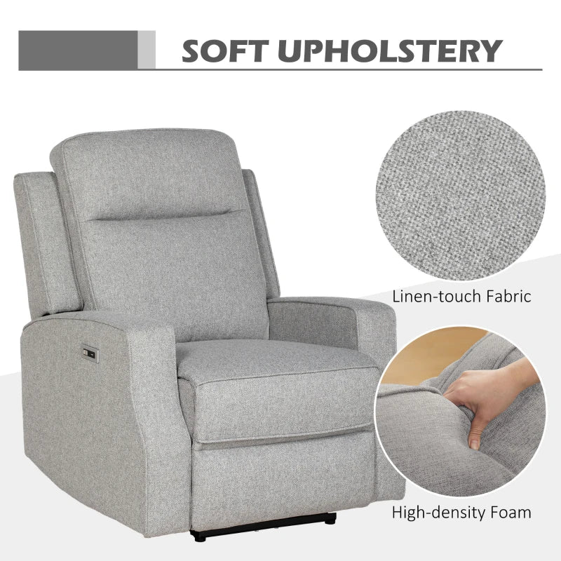 HOMCOM 150° Electric Reclining Chair, with USB port and Footrest - Grey