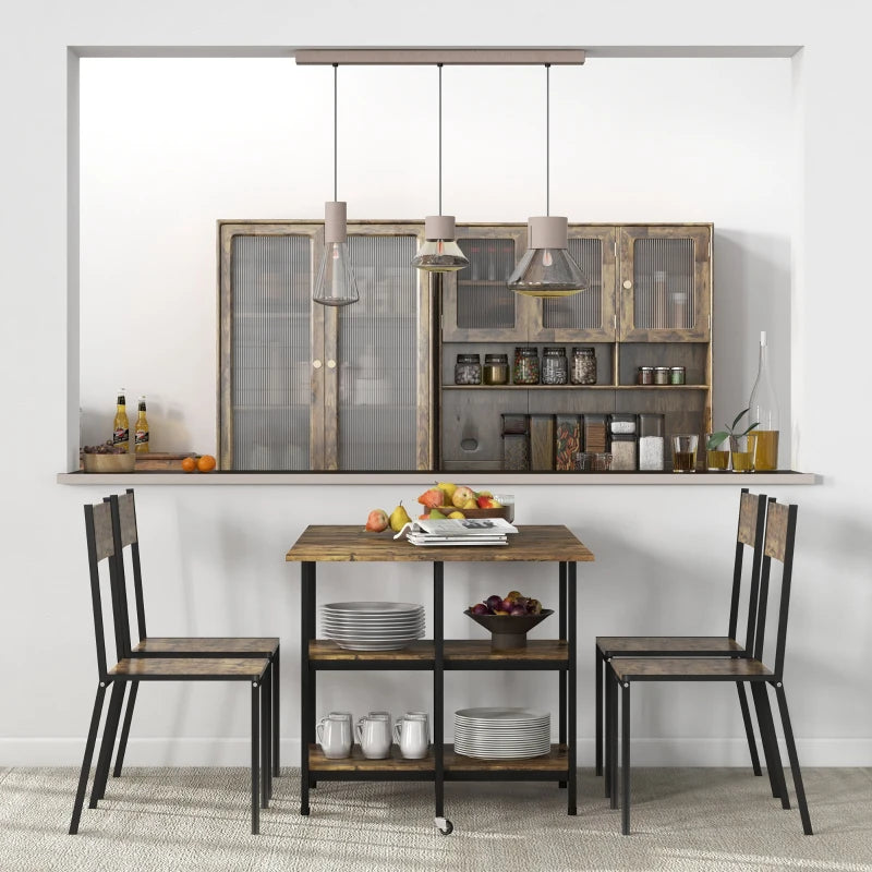 HOMCOM Folding Dining Table, Foldable Industrial Design Table, 140 cm x 80 cm x 75 cm, Brown + Black