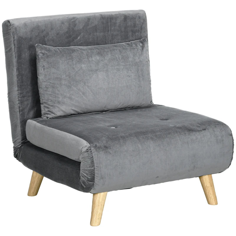 HOMCOM 2-in-1 Chair, Reclining Chair, Guest Bed, 72 cm x 78 cm x 79 cm, Gray
