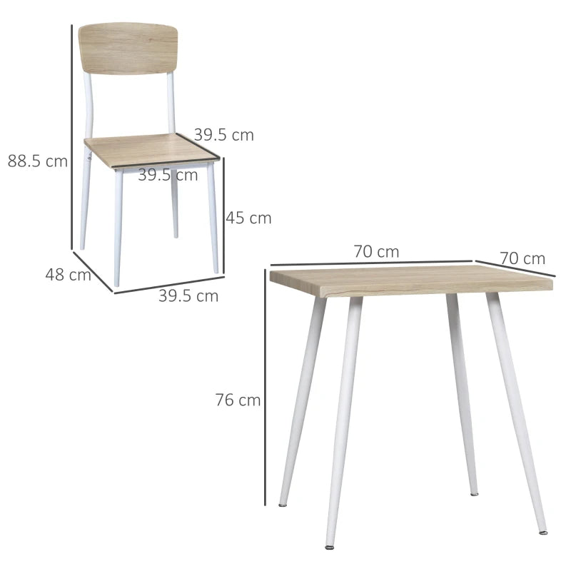 HOMCOM 3-Piece Dining Table Set, Square Modern Kitchen Table with 2 Chairs for Small Space