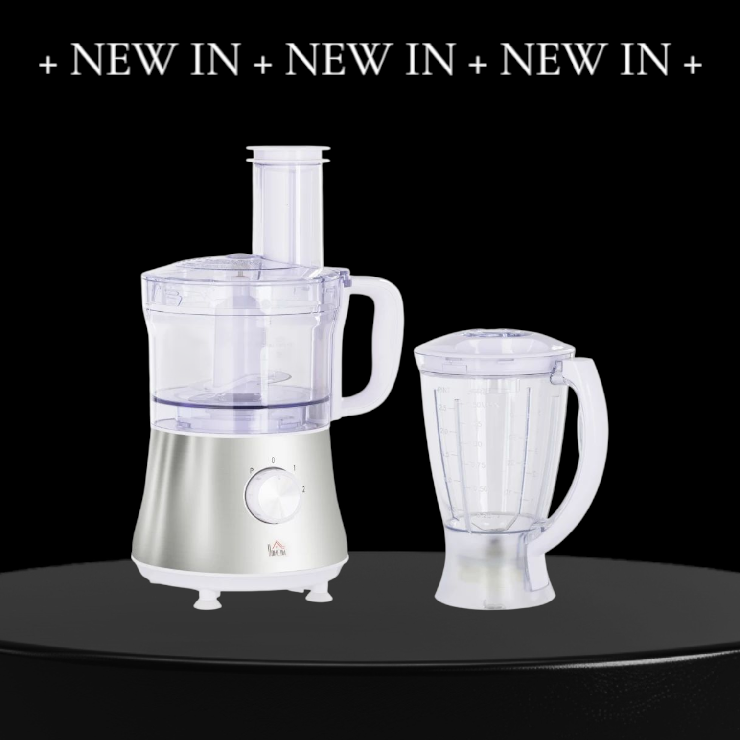 Electric Blender with 1L Bowl, 1.5L Blender, Knife Blades, Reversible Slicing and Grating Discs, Adjustable Speed and Pulse, 500W