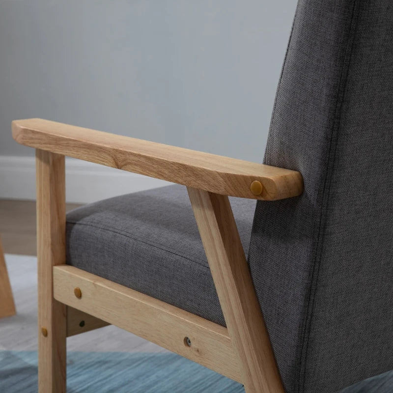 HOMCOM Minimalistic Wooden Frame Accent Chair, with Padded Seat