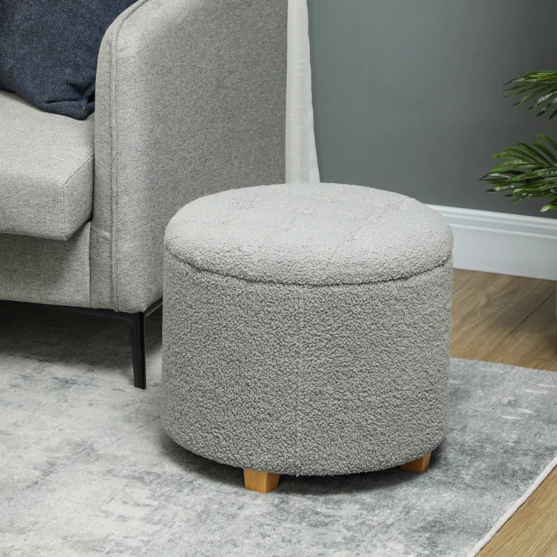 HOMCOM 31.8L Teddy Fleece Storage Ottoman - Grey