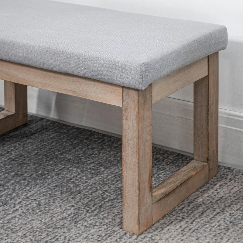 HOMCOM Scandi Design Ottoman, Stool, Footstool, 68 cm x 38 cm x 42 cm, Gray + Natural