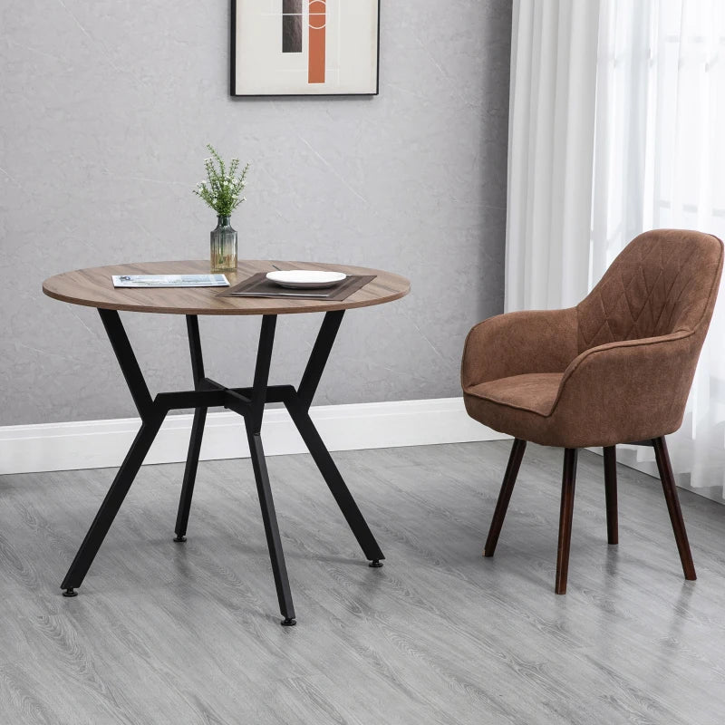 HOMCOM Dining Room Table with Black Legs Anti-slip Foot Pads for Living Room Dining Room 90 x 76 cm Brown