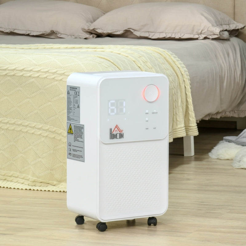 HOMCOM 12L/Day 2000ML Portable Quiet Dehumidifier for Home Laundry Room Bedroom Basement, Electric Moisture Air De-Humidifier with 4 Modes